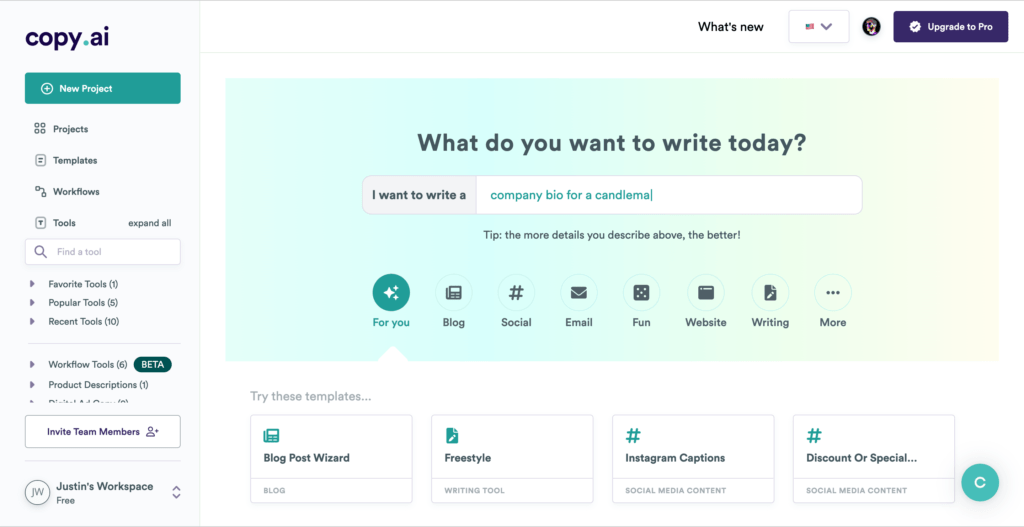 CopyAI Dashboard