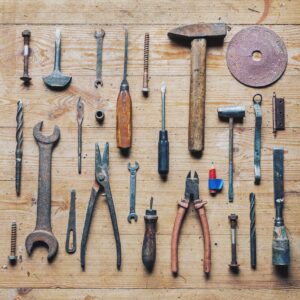 workbench full of tools